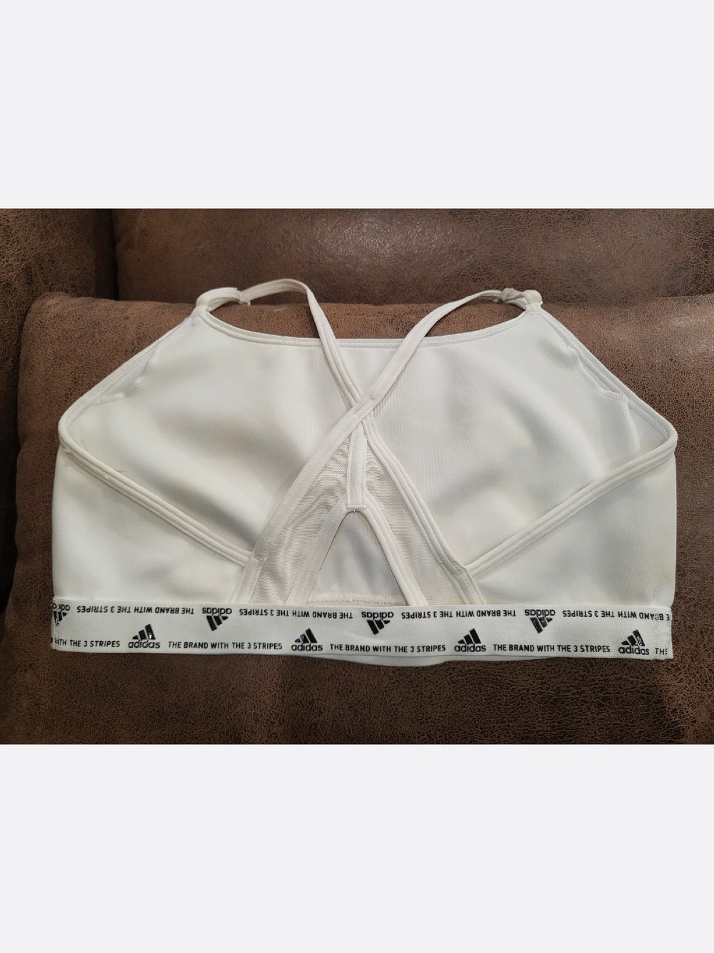 Adidas White Strappy Racerback Light Support Sports Bra